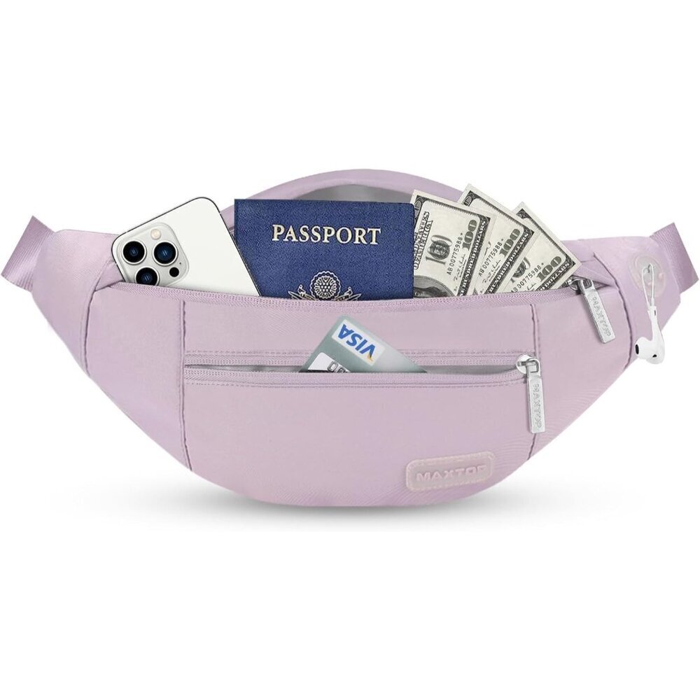 Women Men Lavender Large Crossbody Fanny Pack Belt Bag Hands-Free Waist Pack